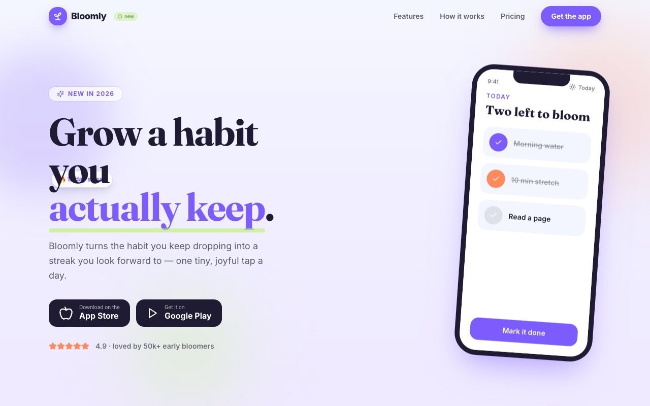 Bloomly — Mobile app launch preview