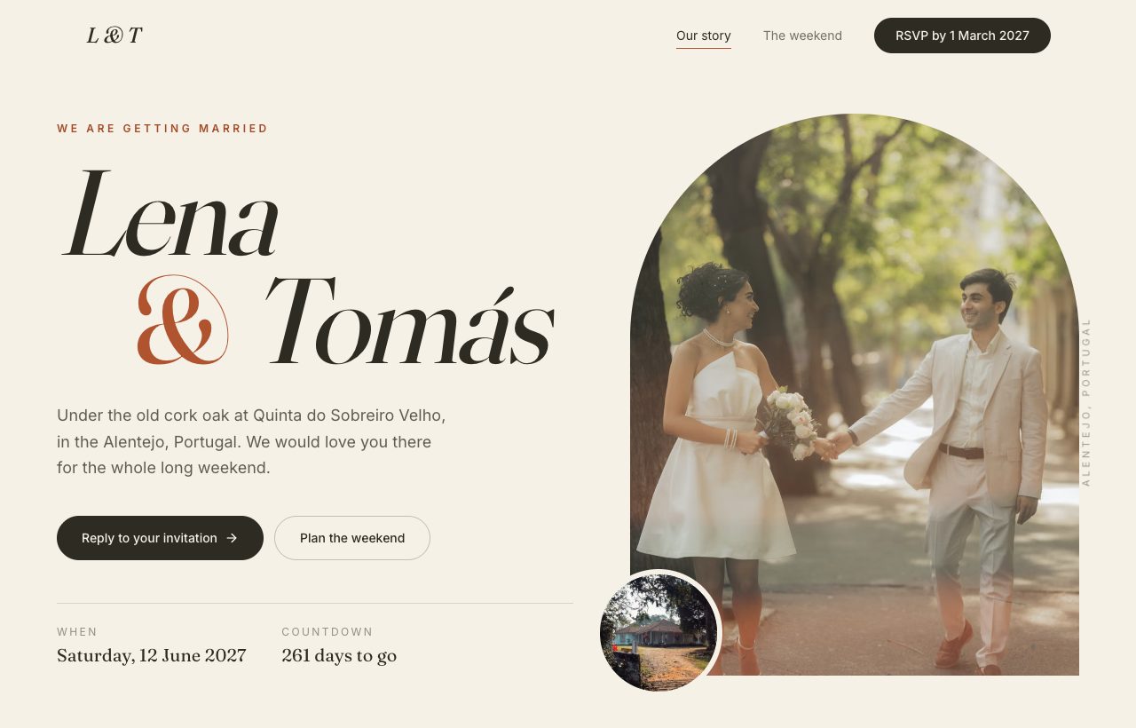 Lena & Tomás — Wedding website preview